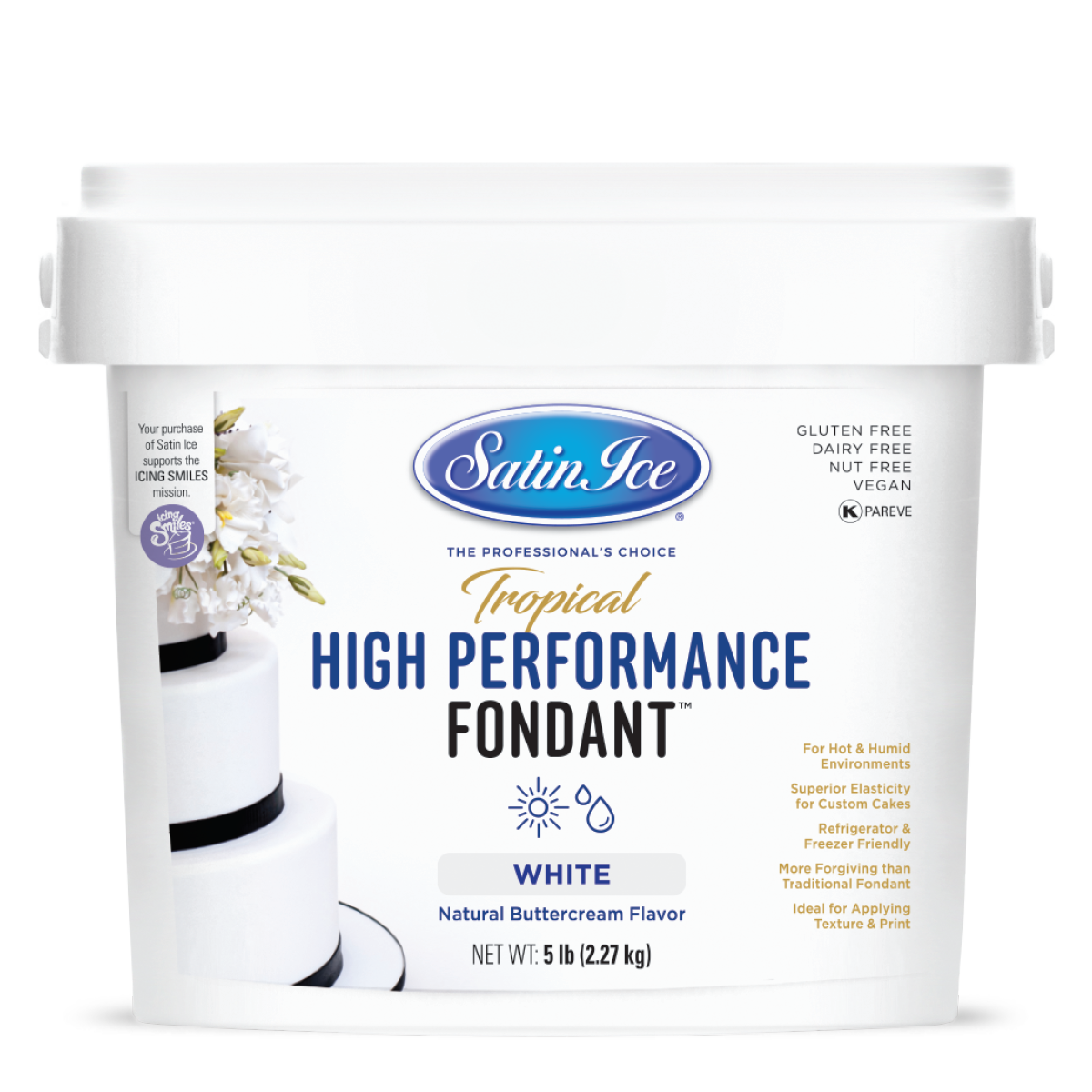 Satin Ice Tropical High Performance Fondant – White, 5 lb