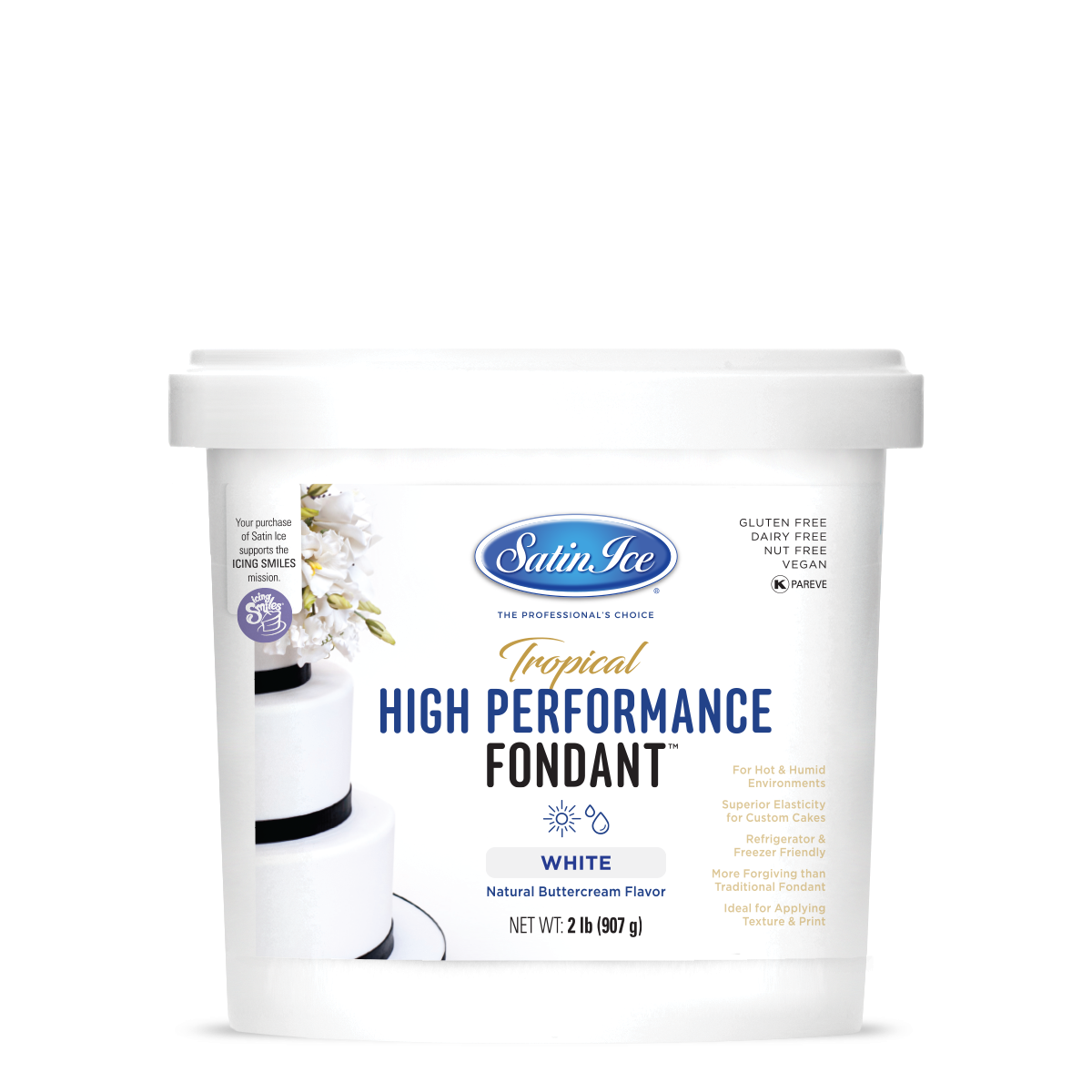 Satin Ice Tropical High Performance Fondant – White, 2 lb