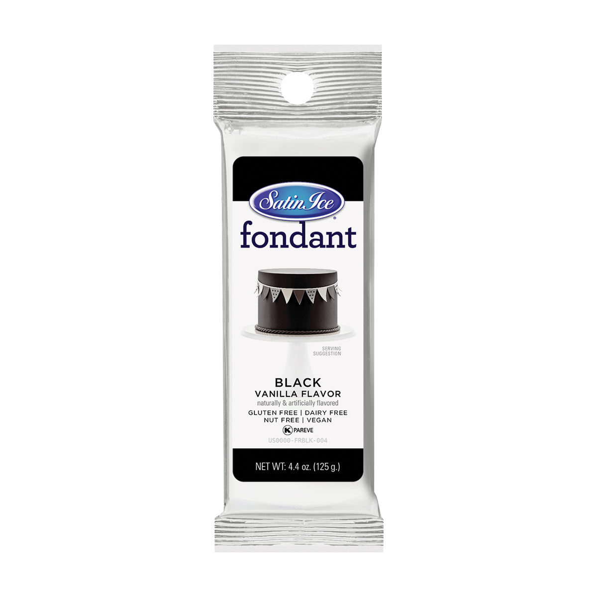 Satin Ice Black Vanilla Fondant – 4.4 oz