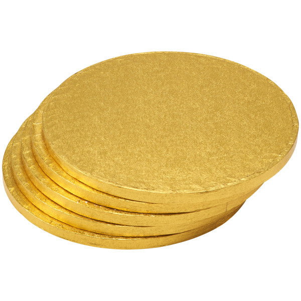 DecoPac 10" Round Gold Foil Cake Boards 1/2" Thick - 5 Pack