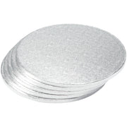 DecoPac 12" Round Silver Foil Cake Boards 1/2" Thick - 5 Pack
