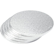 DecoPac 10" Round Silver Foil Cake Boards 1/2" Thick - 5 Pack