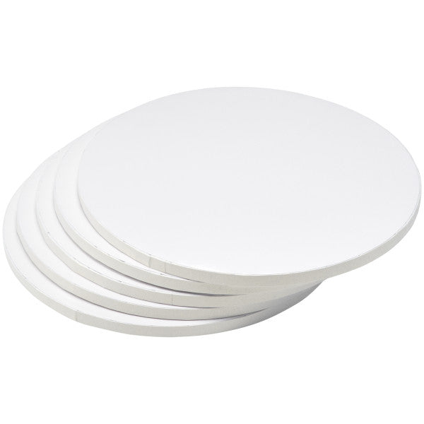 DecoPac 12" Round White Foil Cake Boards 1/2" Thick - 5 Pack