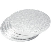 DecoPac 8" Round Silver Foil Cake Boards 1/2" Thick - 5 Pack
